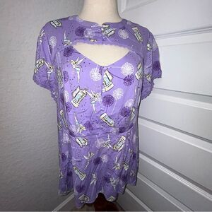 New, Torrid x Disney Tinkerbell Print Short Sleeve Peplum Blouse Shirt Top